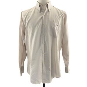 Vintage Jimmy’s Men's Large 80s Beige Embossed Dot Shirt 44 Chest Long Sleeve